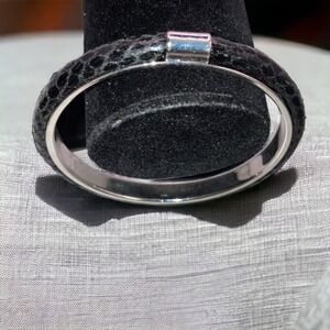 Following Leather Cross-Stich 3 1/8" Wide Bangle Bracelet!